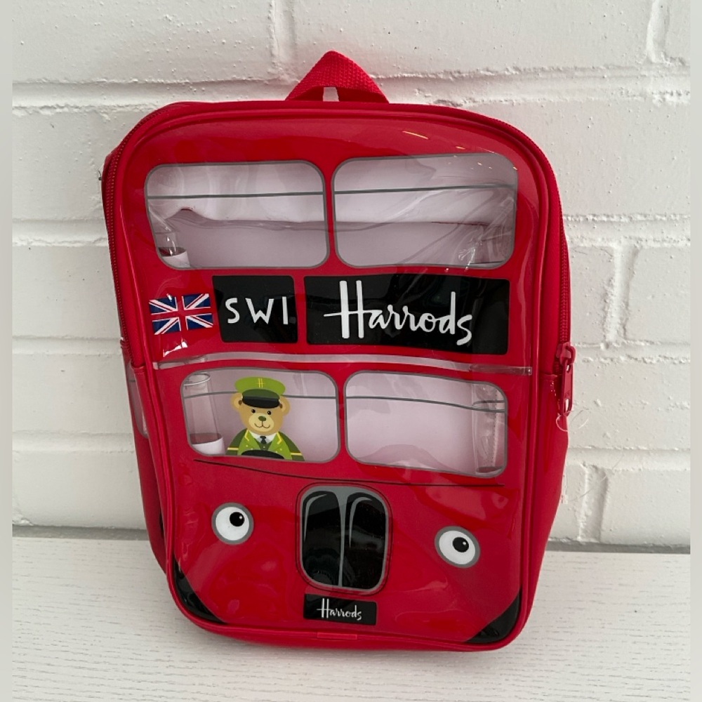 Toddler Kids New/Never Used Harrods Red Bus-Themed Backpack